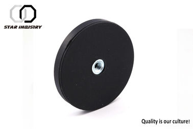 Pull Force 28kg Rubber Coated Neodymium Pot Magnets w/Threaded Center Hole For Magnetic Lamps